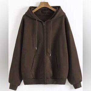 Hanes Brown Zip-Up Unisex Hoodie Jacket